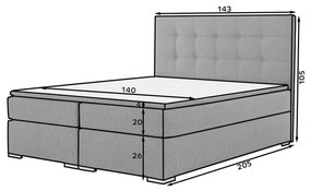 Pat boxspring Inez 140x200 cm Sawana 14