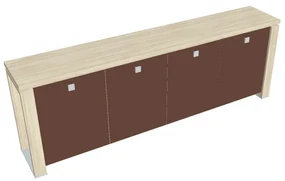 Dulap mic Verno+ S 260 x 46 x 90 cm, uși de sticlă, salcâm / maro