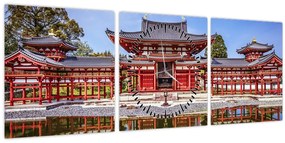 Tablou - Templu budist (cu ceas) (90x30 cm)