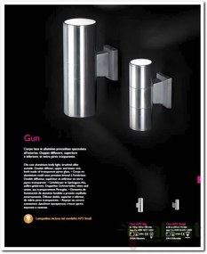 Aplica de perete exterior IP44 GUN AP2 SMALL ALLUMINIO 033013