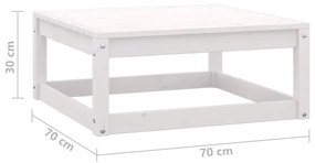 Taburet de gradina, alb, 70x70x30 cm, lemn masiv de pin Alb, suport pentru picioare, 1