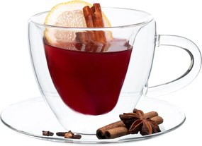 Ceaşcă termorezistentă Heart cu farfurie, 2 buc., în formă de inimă, 150 ml, HOTCOOL TYP 5