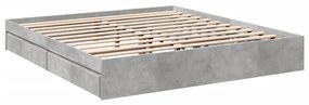 3280639 vidaXL Cadru de pat cu sertare, gri beton, 180x200 cm, lemn prelucrat