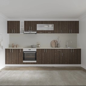 Set haaus V32, Stejar Bronz/Alb, Blat Thermo 28 mm, L 340 cm