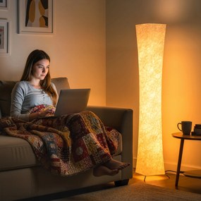 HOMCOM Lampă de Podea Modernă cu Întrerupător de Picior, din Oțel și Plastic, 25x25x129 cm, Alb și Argintiu | Aosom Romania