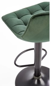 Scaun de bar cu picior negru MALIBU VELVET, verde