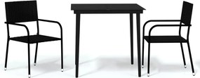 vidaXL Set de mobilier pentru grădină, 3 piese, negru