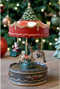 Decorațiune cutie muzicală, din acril, pictată manual, cu carusel rotativ și melodie Jingle Bells, 12x22 cm, „Noël"