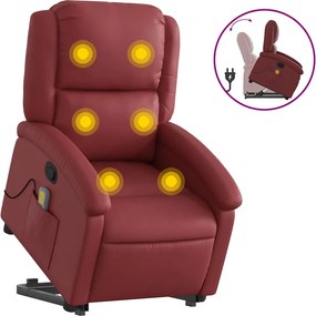 vidaXL Fotoliu de masaj rabatabil vertical, roșu vin, piele ecologică