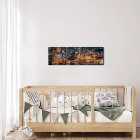 Tablou orașului nocturn (cu ceas) (90x30 cm)