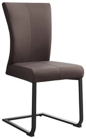 Set de 2 scaune, Metal, Piele Naturala, Gri Taupe, SAMSON A-45173 VC