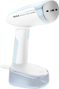 Fier de călcat vertical cu abur Tefal DT3041E1, 1300 W, 0,12 l, 20 g/min, talpă ceramică, pliabil, alb/albastru