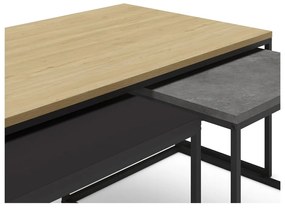 Măsuțe de cafea gri/în culoare naturală 3 buc. 60x110 cm Camelia – Marckeric