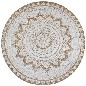 vidaXL Covor din iută împletită cu imprimeu, 90 cm, rotund