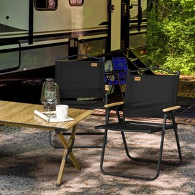 Outsunny Set 2 Scaune de Camping și Plajă Pliabile cu Cotiere, 54x59x78 cm, Negru | Aosom Romania