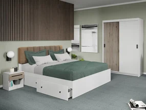 Set mobila dormitor 4 piese Odin Alb/San Remo C41