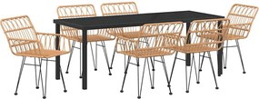 vidaXL Set de masă pentru grădină 7 pcs Maro Oțel vopsit electrostatic
