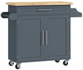 HOMCOM Cărucior Multifuncțional de Bucătărie cu Sertar, Roți, Suport pentru Condimente și Dulăpior, 109x40x89 cm, Gri | Aosom Romania