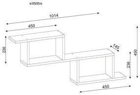 Etajeră de perete SELENE 45x101,4 cm albă