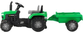 Tractor cu pedale și cărucior negru/verde