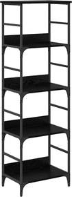 vidaXL Raft pentru cărți Stejar Negru 50 x 33 x 153 cm Lemn compozit