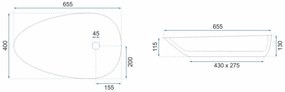 Lavoar asimetric pe blat Rea Greta 65,5 cm