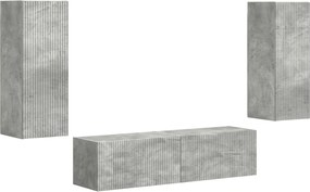 vidaXL Set comodă TV Pe perete 2 pcs Gri din beton Lemn compozit