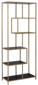 Bibliotecă neagră/aurie 77x185 cm Seaford – Actona