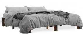 vidaXL Cadru de pat, stejar fumuriu 200x200 cm lemn prelucrat și metal