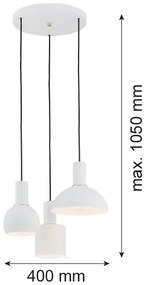 Lustră pe cablu SINES 3xE27/15W/230V albă Argon 1468