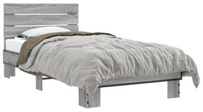 845750 vidaXL Cadru de pat, gri sonoma, 75x190 cm, lemn prelucrat și metal