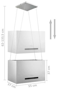 Hota suspendata insula LCD senzor tactil 55 cm otel inoxidabil Argintiu, 55 cm