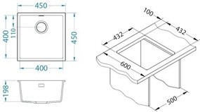 Chiuvetă de bucătărie ALVEUS 1150047 OMNI 45x45 cm bej