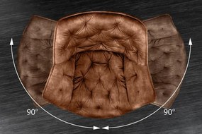 Set de 2 scaune pivotante The Dutch Comfort, catifea maro ruginiu