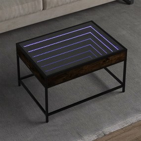 vidaXL Măsuță de cafea cu LED infinity, stejar fumuriu, 70x50x41 cm