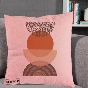 Perna Decorativa Boho Stiva Forme Punctate Terracotta, 40x40 cm, Roz, Husa Detasabila, Perna Inclusa, BEKZ®