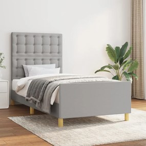 vidaXL Cadru de pat fără saltea, gri deschis, 100x200 cm, textil