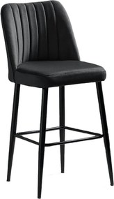 Set 2 scaune bar VENTO, gri antracit/negru, stofa catifelata/metal, 49