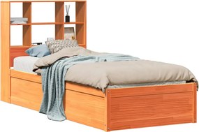 vidaXL Cadru pat fără saltea, maro ceruit, 75x190 cm, lemn masiv pin