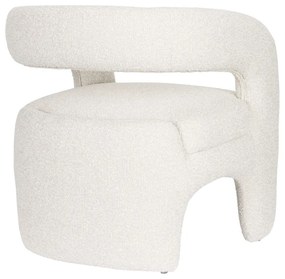 Fotoliu alb cu tapițerie din țesătură bouclé Nova – White Label