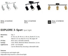 Plafoniera cu 3 spoturi directionabile design modern Explore 3 alb