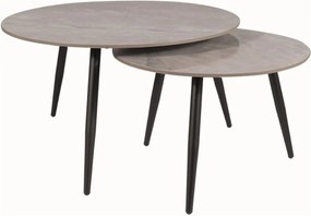 Set 2 masute cafea KORA C, gri/negru, ceramica/metal