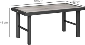 Outsunny Masă joasă de grădină dreptunghiulară masă de grădină cu blat SPC cu efect lemn din metal, 100 x 52 x 46 cm, negru | Aosom Romania