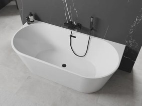 Mexen Oval cadă independentă pe perete 180 x 80 cm, albă, preaplin negru - 52671808000-70