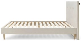 Pat matrimonial 160x200 cm bej tapițat cu somieră Tory – Bobochic Paris