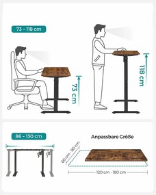 BII20 - Birou electric 140x70x73-118 cm, inaltime reglabila, masa office industriala - Maro