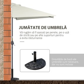 Outsunny Umbrelă de Perete Semicirculară Maro, cu Manivelă, Design Spațiu-Eficient pentru Terasă și Balcon, Φ270x245cm | Aosom Romania