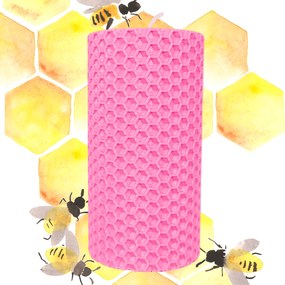 Lumanare Marturie  din Ceara de Albine naturala tip fagure colorat - Roz 10 cm, 3,5 cm, Roz
