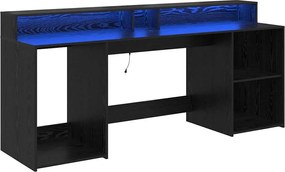 vidaXL Birou cu sertar Stejar negru 200 x 55 x 91 cm Lemn compozit