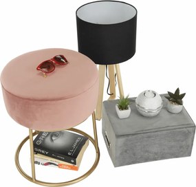 Taburet, catifea Velvet roz/vopsea aurie, AYSU